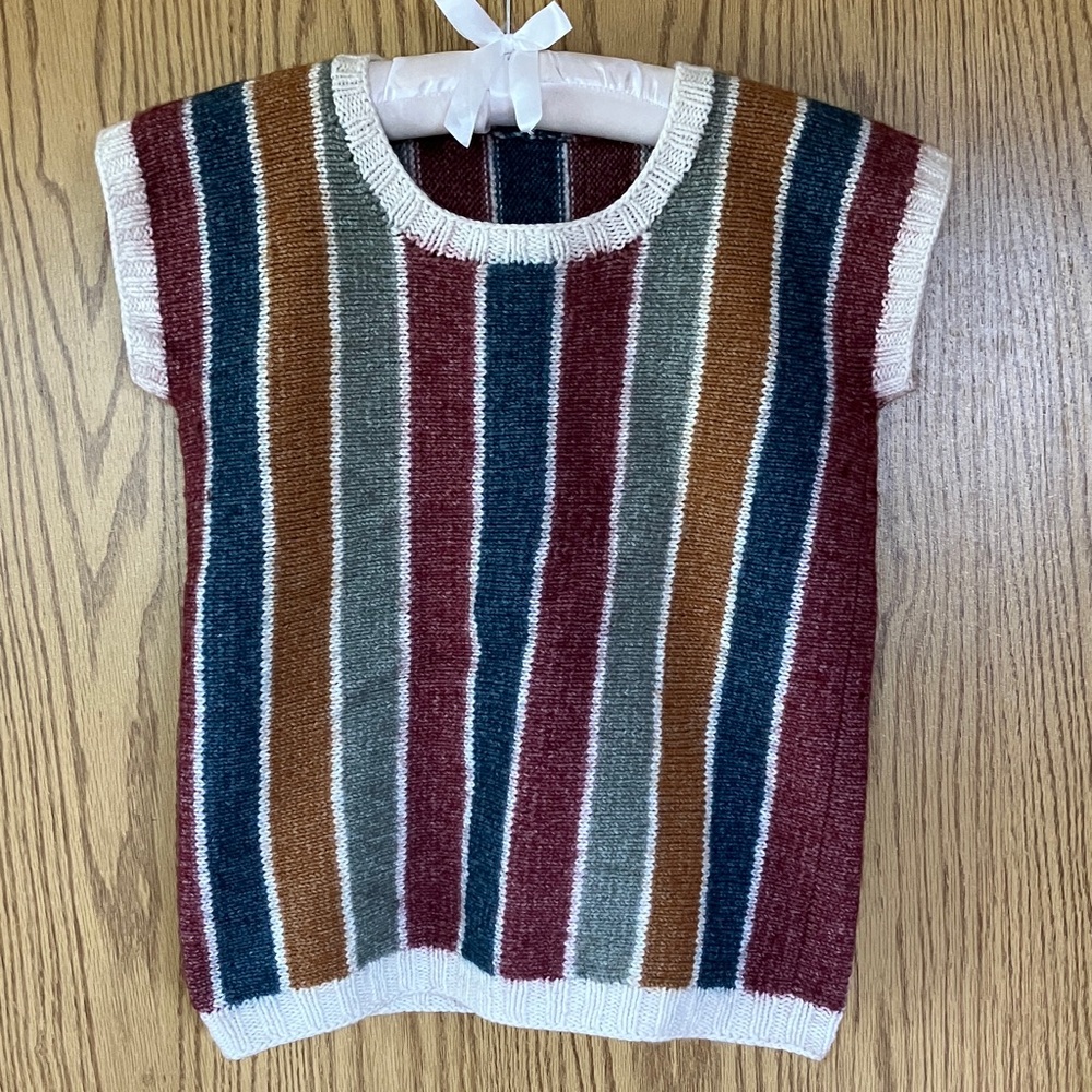 Sleeveless Striped Knit Top in Burgundy, Teal, Rust, Olive, Cream